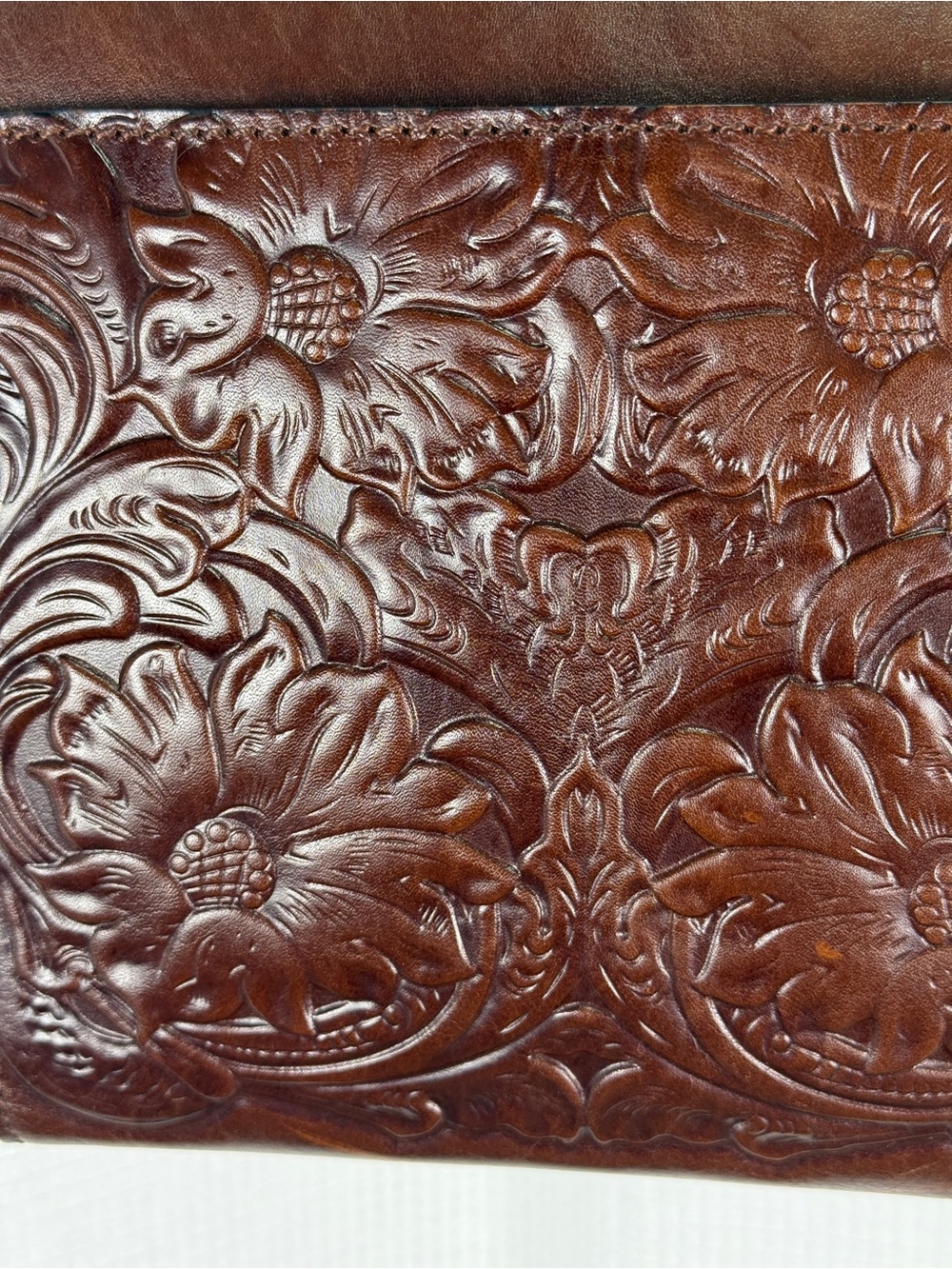Patricia Nash Aveley Chestnut Tooled Leather Floral Crossbody Bag EUC - Picture 7 of 15